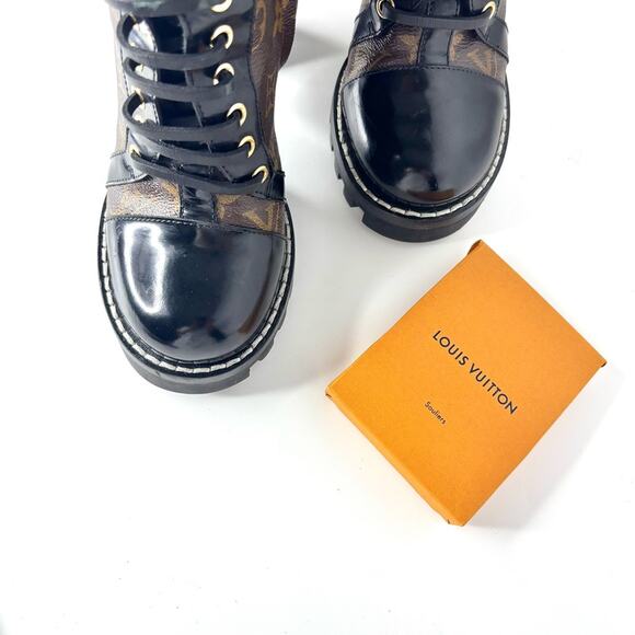Louis Vuitton Star Trail LV Monogram Black Leather Platform Booties 36 - Picture 9 of 9